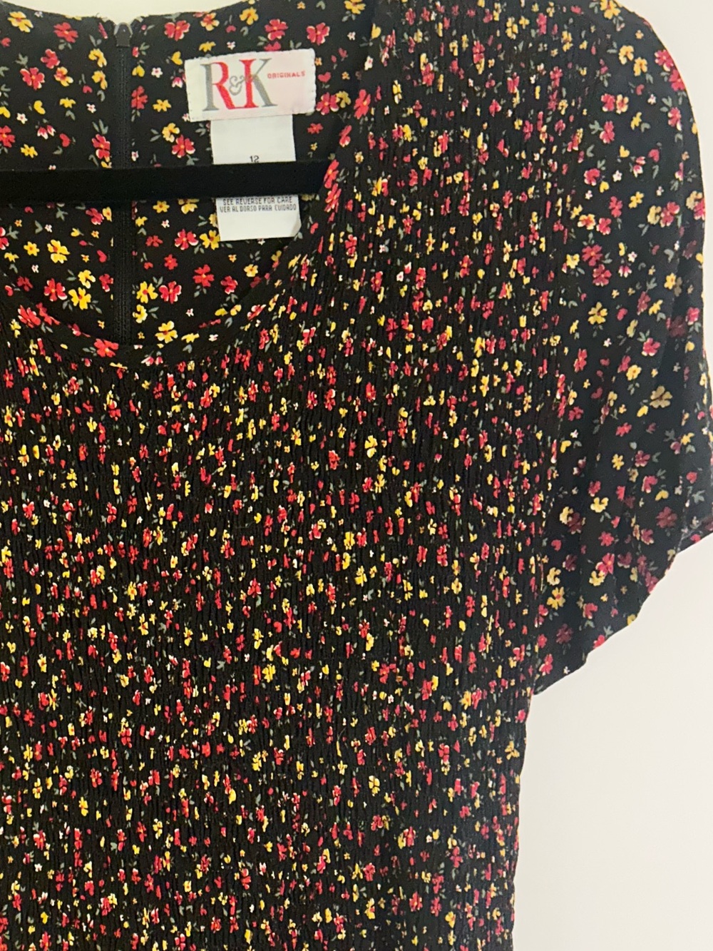 Vintage Black Ditsy Floral Dress Cottagecore Prairie Y2K Maxi Dress - Picture 2 of 8